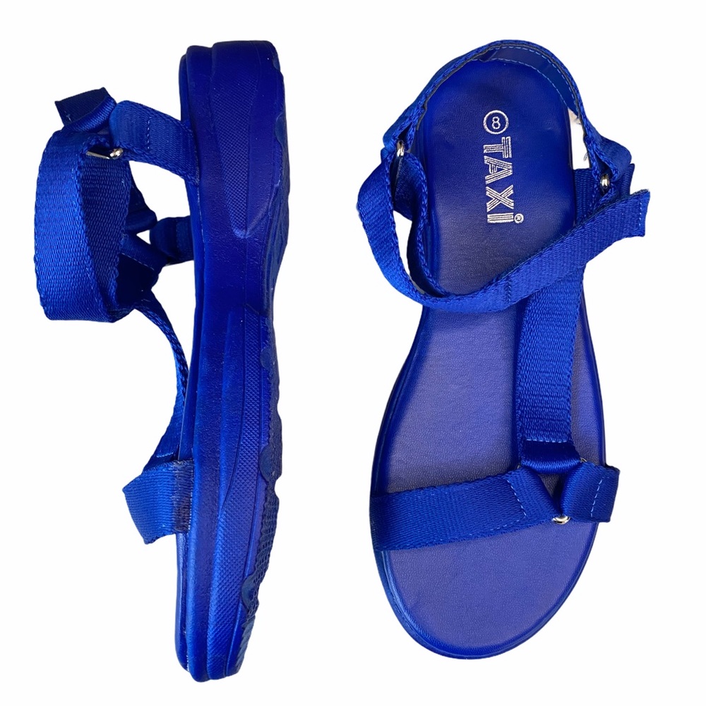 TAXI blue strappy platform sandals size 8